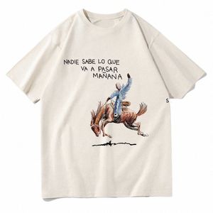 Bad Bunny Nadie Sabe T Shirt Vintage Un Preview 2023 Homens / Mulheres Camiseta Estética Unissex Alta Qualidade Cott Tees Camisa Engraçada y7ms #