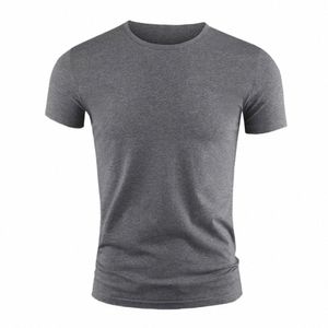 men's Basic T-shirt Solid Color Short Sleeve Tee Summer Plain Casual Gym Muscle Crew Neck Slim Fit Tops T Shirts Male Clothing E4CB#