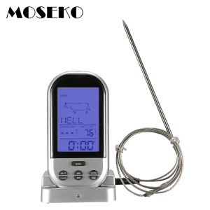 Messgeräte MOSEKO Digitales kabelloses Ofenthermometer Fleisch BBQ Grillen Lebensmittelsonde Küchenthermometer Kochwerkzeuge mit Timer-Alarm