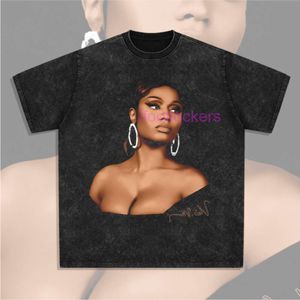 Tasarımcı T Shirt Erkek Polo Hip Hop Mina Nicki Minij Baskılı Kısa Kollu T-Shirt Vintage Yıkanmış Küçük Boyun