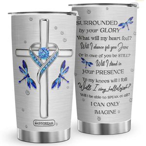 20oz 'I Can Only Imagine' Insulated Tumbler - Stainless Steel Coffee Mug with Cross Design, Spill-proof Lid for Travel & Gifts