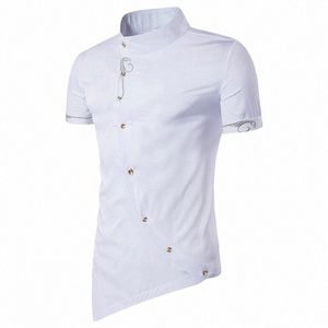 2023 New men's brand clothes Short sleeved shirt Retro Korean street fi top Designer butt Christmas evening dr C1j9#
