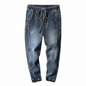 Kstun vinter jeans män varma jeans fleece förtjockar harem byxor löst fit streetwear stretch blue denim byxor byxor överdimensionerade 42 n1uv#