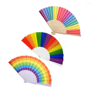 Dekorativa figurer 3 PCS fläkt Rainbow Elegant fällbara stora fans Hand japanska rave po prop handhållen plast