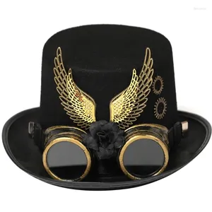 Berets Black Wing Top Chapéu Elegante Headpiece Homens e Mulheres em Steampunk Moda Atacado