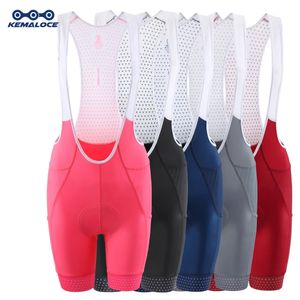 KEMALOCE Damen-Radsport-Trägerhose, einfarbig, rosa/schwarz, Damen-Gel-gepolsterte Radlerhose, lange Fahrt, enge Radhose mit Seitentasche, 240319