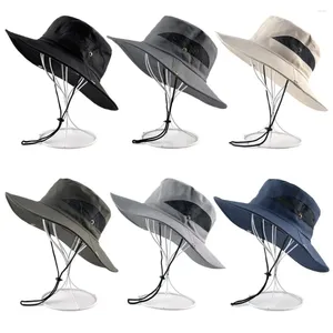 Berets 1PC Solid Color Sun Hats For Men Outdoor Big Visors Fishing Cap Hiking Camping Wide Brim Anti-UV Beach Caps Women Bucket Hat
