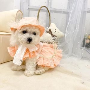 Dog Apparel Handmade Clothes Summer Cat Skirt Wedding Dress With Hat Puppy Costumes Yorkie Pomeranian Poodle Pet Clothing