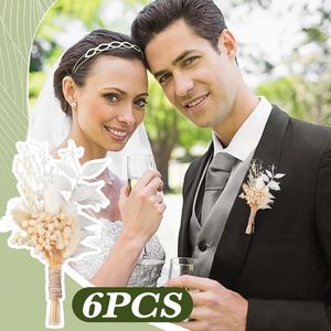 Dekorative Blumen Hochzeit Boutonnieres Bräutigam getrocknete Blumenstrauß Böhmische Zeremonie Jubiläum formelle Dinnerparty für Groomsmen