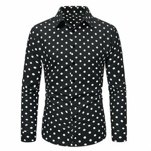 FGKKS 2023 Nowa marka męska koszule z kropki botki lg Sleeve koszule mężczyzna Slim Fit Busin Casual Floral Dr Man Shirt A5SY#