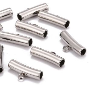 Components 10pcs 304 Stainless Steel Tube Hanger Links Bail Beads Connectors for Jewelry Making DIY Bracelet Necklace 9x17x5mm Hole: 2mm