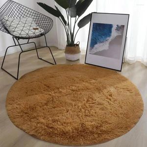 Carpets Super Soft Luxury Round Fluffy Area Rug Anti-Slip Bottom Comfortable Plush 80cm Solid Color Bedroom Nursery Carpet