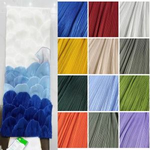 Fabric pleated designer fabric by the meter for dress clothing background cloth diy sewing wrinkled textile plain black white blue red