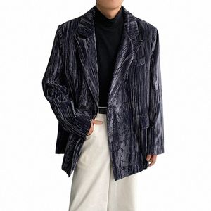 premium Veet Vintage Blazers Men Fi Loose Causal Suit Coat Blazers Korean Streetwear Suits Jacket Blazers for Men B5ZE#