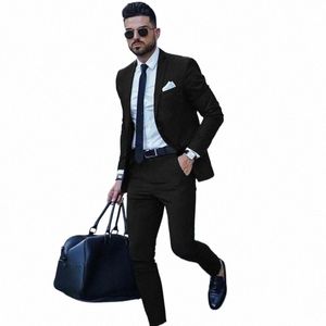 Новый дизайн роскошные черные мужские костюмы наборы штатов 2024 Slim Fit Swed Party Suits Custom Сделано две части мужской костюм Blazer+брюки B2U9#