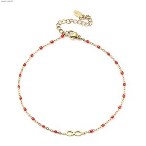 Anklets New stainless steel ankle bracelet gold enamel chain ankle bracelet gift suitable for womens jewelry length 23 centimeters (9 inches) 1 pieceL2403