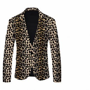 Male Leopard Print Suit Blazer Party Festival Wedding Festival Stylish Man Blazer