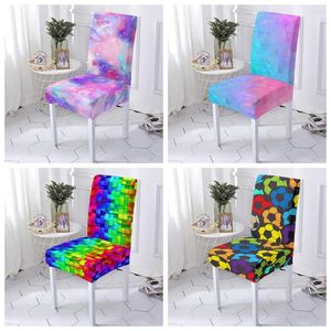 Chair Covers High Elastic Cover Color Geometric Slipcover Dirt-proof Seat For Dining Room Wedding Banquet El 1/2/4/6 PCS