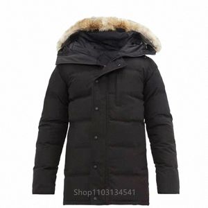 Real Coyote Fur Men Canadense Carss Parka Goose Down Jacket Quente Casaco Ao Ar Livre Vento À Prova D 'Água Estilo Clássico Qualidade H0Ym #