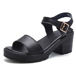 Sandaler High Heel Gladiator Womens Open Headed Sexy Black Square Platform Shoes Summer Back Buckle Size 34-41 H240328LBU6