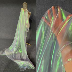 Tyg organza tyg vit illusion färg mesh anti glans vatten glans garn mjuk designduk klädkläder diy sömnadsmaterial