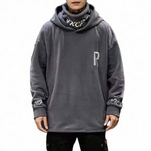 Autumn Winter Harajuku Men Turtleneck fleece hoodies herr streetwear tröjor manliga koreanska fi hip hop lösa hoodies w6j1#