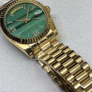 Designer Watches Wysokiej jakości klasyczne automatyczne zęby Laojia Log Gold Three Rows Green Mechanical Watch RR005