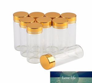 30x80mm 24pcs 40ml Glass Bottles Aluminium Screw Golden Cap Empty Transparent Clear Liquid Gift Container Wishing Bottle Jars2739145