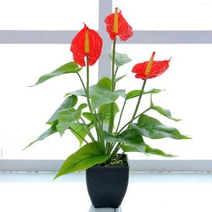 Decorative Flowers Lily Potted Green Plants Decoration Ornaments Greenery For Home Office Bedroom Desk Center With Basin Simulation Flower