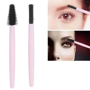 Makeup Borstes 2st Silicone Eyebrow Mascara Brush med Case Portable Reusable Soft Eyelash Wands Applicator Set