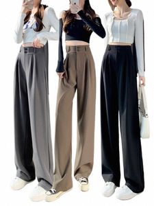 Fi Vita alta Pantaloni larghi a gamba larga Donna Autunno Estate Casual Office Lady Pantaloni da completo eleganti Baggy All Match Pantaloni streetwear M9HQ #