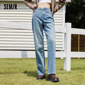 Calça jeans feminina semir, outono 2023, nova calça larga, macia, solta, reta, 24328