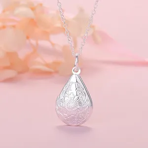 Hängen 925 Sterling Silver Romantic Water Drop Po Frame Pendant Necklace For Women Fashion Wedding Party Jewelry Birthday Presents