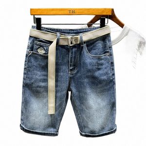 2023 Sommer dünne gerade Stretch-Denim-Shorts für Männer Kleidung lässig klassische feste Farbe Hosen kurze Jeans Streetwear x2iz #