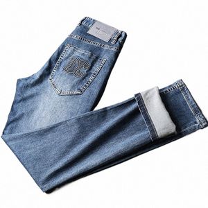 Sommar w att göra gamla jeans män trend casual byxor fi märke raka tunna stretch mäns fi byxor c5p1#