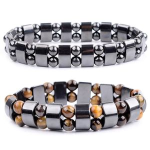 Armreif Natur Gelbes Tigerauge Hämatit Perlen Armband Therapie Gesundheitswesen Magnet Herrenschmuck Charm Armreifen Geschenke für Man2296