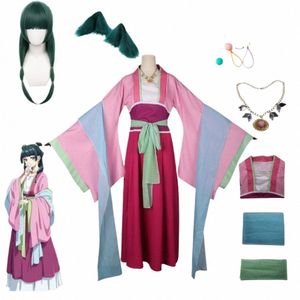 maomao Hanfu Antiquity Cosplay Costume Anime The Apothecary Diaries Palace Maid Uniform Necklace Earrings Hairpins Suit I28h#