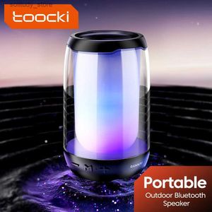 Portable Speakers Toocki Outdoor Bluetooth Speaker Car Audio Player Sound System Hi Fi Stereo Box Supports TF Card Assisted Input with LED Lights Q240328