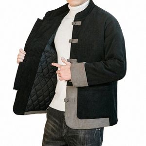 2023 chinesischen Stil Verdickte Warme Cott Gepolsterte Jacke Retro Chinesischen Stil Tang Kostüm Cott Gepolsterte Jacke Cord Jacke Männer 23EV #