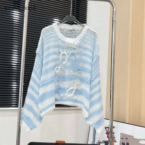 Anagram Women's Sweters 24SS Koreańska moda Latarnia Soft Mohair O Sweet Sweter Kobiety jesień i wiosenny pullover długi dzianin Top 572