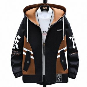 Mäns nya Autumn Winter Casual Hooded Jacket Patchwork Warm Coats Male Windbreaker Clothing Högkvalitativ storlek 4xl Drop Ship F7ih#