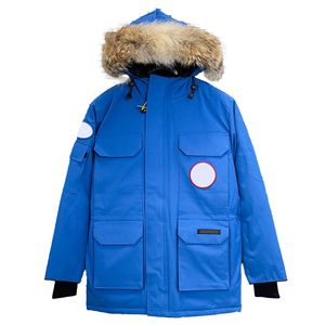 Canada LOGO Giacche da volo Piumino d'oca Cappotto invernale caldo spesso Parka in tela con cappuccio Lettera Patch Tasche con cerniera Capispalla Designer Cappotto invernale d'oca coppia calda