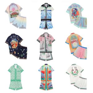 Casablanc-S 22SS Designer T Set Masao San Print Mens Casual and Short Womens Loose Silk Shirt High Quality Tees Summer Tour Men Tshirt Size M-3XLL