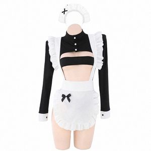 Anilv Anime Coffee Shop Garçom Girl Maid Uniform Costume Mulheres Bodysuit Apr Outfits Trajes Cosplay J85o #