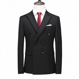 Klasyczna Czarna Kurtka Blazers Duża rozmiar 6xl mężczyzn podwójnie wybuchu formalny garnitur Płaszcze Slim Fit Men's Wedding Dr Tops Z4KY#