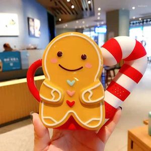 Mugs 350ml Gingerbread Man Mug Creative Christmas Ceramic Coffee Cute 3D Tea Milk Cup Girls Boys Friends Gifts