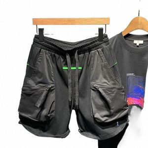 sports Shorts Man Retro Patchwork Korean Fi Drawstring Cargo Pants Homme Summer All-match Persality Casual Shorts Men's 165C#