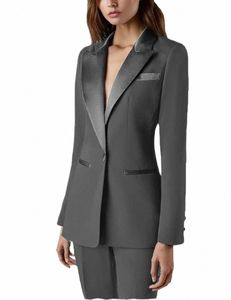 2 peças roupas para mulheres blazer com calças casamento smoking festa escritório trabalho slim fit busin terno g4gP #