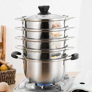 Double Boilers Food Steamer Múltiplas camadas fáceis de usar pães de aço inoxidável de aço inoxidável com alça com alça