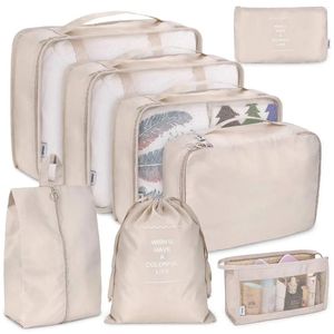 Aufbewahrungstaschen, 8-teiliges Set, Gepäck-Organizer, Reisetasche, tragbar, Kompressionsverpackung, Würfel, Kleidung, Schuhe, ordentlich, Beutel, leichter Koffer